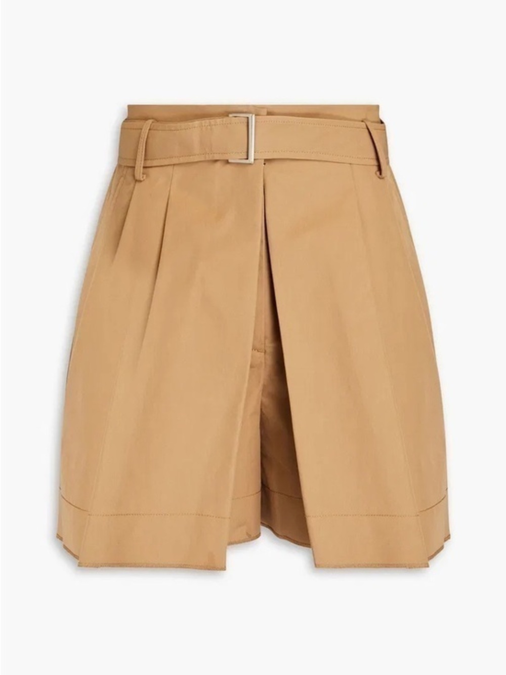 3.1 Phillip Lim Camel Pleated High-Waist Skort with Self Belt